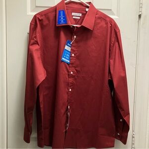 Haggar Premium Comfort Classic Fit Dress Shirt Stretch Wrinkle Resist 17 1/2 NWT